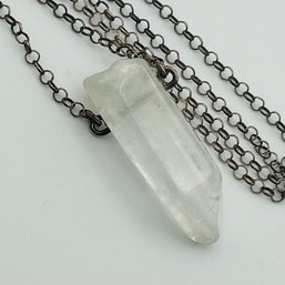 Sterling Quartz Cable Chain Necklace 7.3g