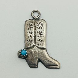 Sterling Turquoise Cowgirl Boot Charm 1.5g