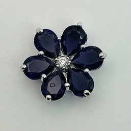 Signed Sterling Purple Stone Flower Pendant 3.4g