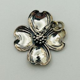 Signed BEAU Sterling Flower Pendant 1.3g