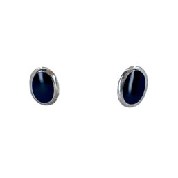 Sterling Vintage Black Tourmaline Oval Earrings, 6.53g