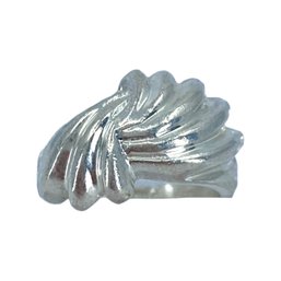 Sterling Silver Fanned Signed Ring, Sz 5, 5.74g