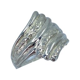 Signed Sterling Hammered Fanned Ring, Sz 5, 4.68g