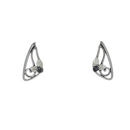Sterling Silver Rose Earrings, 6.44g