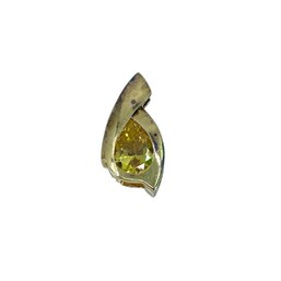 Badavici Gold Over Sterling Pear Cut Canary CZ Slide Pendant, 9.99g