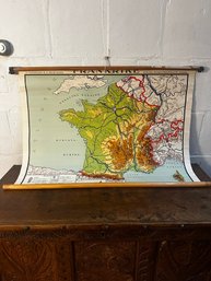Vintage Pull Down Swedish School Map