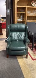 Green Leather Armchair With Nailhead Trim