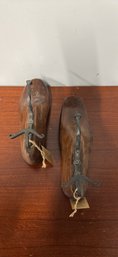 Handcrafted Pair Of Wooden Shoe Forms Coat HookCoat Hook