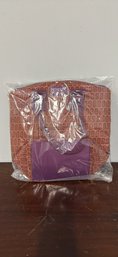 Initials Inc. New Tote Bag Orange Purple Geometric Pattern- Lets Celebrate Embroidered On Front