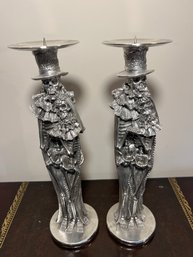 Embracing Skeleton Groom & Bride Halloween Day Of The Dead Candlestick Holder