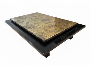Guy Lefevre Gold And Black Lacquer French Coffee Table