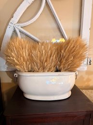 Decorative Wheat In White Planter