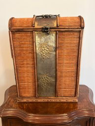 Distressed Asian Inspired Wood/bamboo/tin Wine Carrier