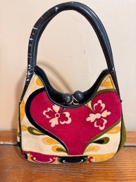 Emilio Pucci Vintage Velvet Leather Kiss Clasp Purse