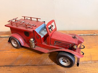 Vintage-style Red Metal Toy Fire Truck Collectible