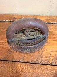 Bless And Drake Antique Cast Iron 'sad Iron' With A Wooden Handle