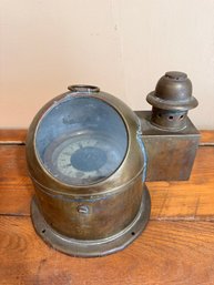 Antique Brass Ship's Binnacle With A Liquid Compass