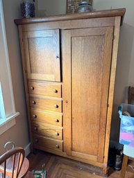 Vintage Armoire Storage Chest On Wheels