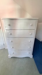 Classic White 5-Drawer Wooden Tallboy Dresser