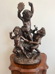 Bronze Sculpture Titled 'Dancing Cupids' By L. Livi