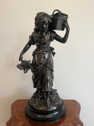 Bronze Sculpture Titled 'Corn With Basket' By French Artist Auguste Moreau (1834-1917).