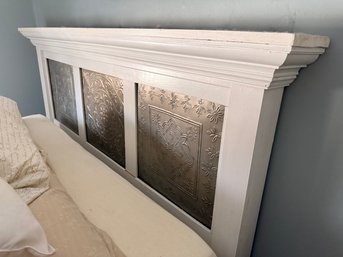 Rustic Farmhouse Style Head Board With Tin Decorative Inserts