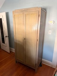 Vintage Olive Colored Distressed Armoire