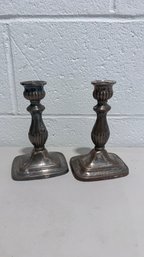 Vintage Silver-Plated Taper Candle Holders (Pair)