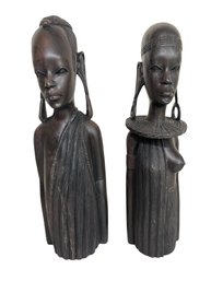 Vintage African Tribal Family - Hand Carved Modernist Girls