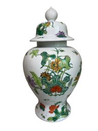 Porcelain Hand Painted Ginger Jar With Lid Vase With Floral Design