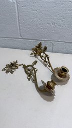 Vintage Art Nouveau Solid Brass Swivel Arm Candle Wall Sconce