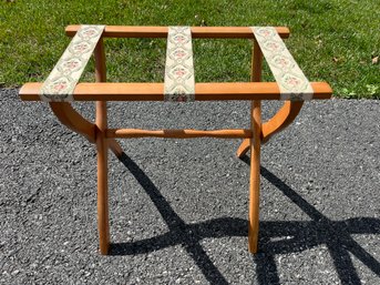 Walnut Luggage Rack With Nylon Straps