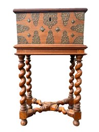 Antique Carved Wood Chest On Stand