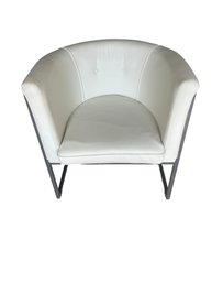 Modern And Sleek, Rounded Back Chair With Chrome Base