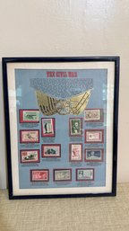 Vintage Framed 'The Civil War' Commemorative United States Stamp Panel