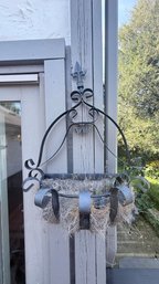 Vintage Wrought Iron Wall Planter Basket With Fleur-de-Lis Detail