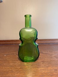 Vintage Green Wheaton Glass Violin-shaped Bottle