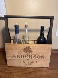Rustic Wooden And Metal Wine Carrier