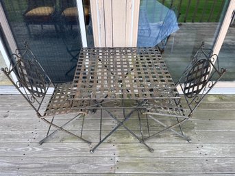 Vintage Wrought Iron Outdoor Bistro Set