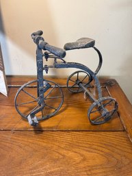 Vintage, Handcrafted Miniature Metal And Wood Tricycle