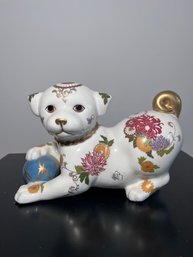 Franklin Mint Imperial Puppy Of Satsuma Porcelain Dog Figurine 1987 Hand Painted Japan Style
