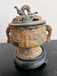 Chinese Iron Figural Dragon Incense Burner Censer