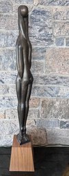 Vintage 1964 Austin Productions Modernist Abstract Lovers Sculpture Bronze Finish On Pedestal Base
