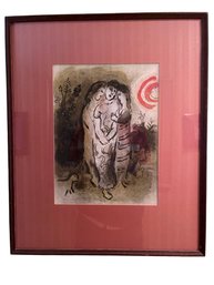 Marc Chagall Lithograph Boaz Wakes Up And Sees Ruth At His Feet Framed Biblical Art COA