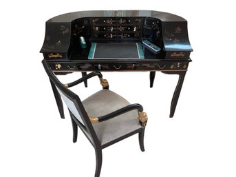 Black Lacquer Oriental Writing Desk