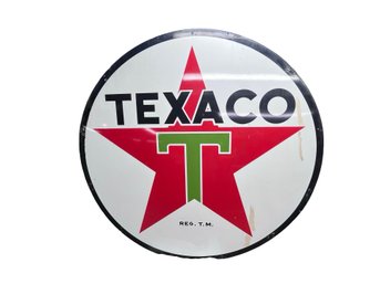 HUGE Vintage 1958 Texaco Porcelain Gas Station Sign 72 Round Double Sided