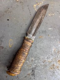 Hunting Knife Stacked Leather Handle USA