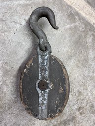 Vintage Industrial Wooden Block Pulley