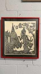 Vintage Framed Thai Temple Rubbing
