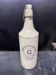 Antique Stoneware Bottle From Grumman's Bottling Works In South Norwalk, Connecticut